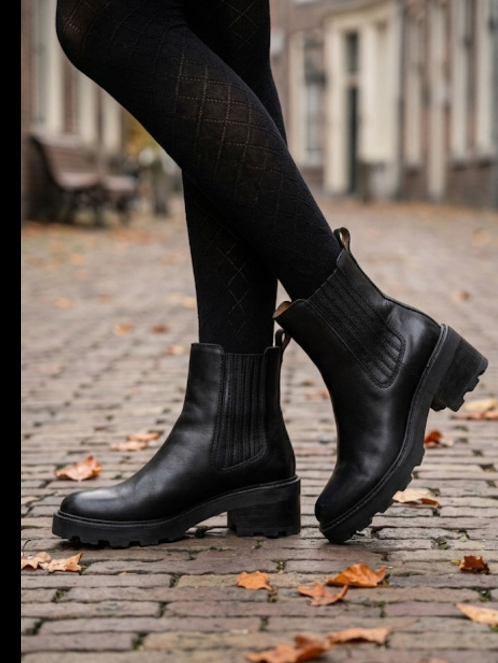 Madewell The Gwenda Platform Ankle Boot Black Leather Chunky Heel Size 7.5 EUC